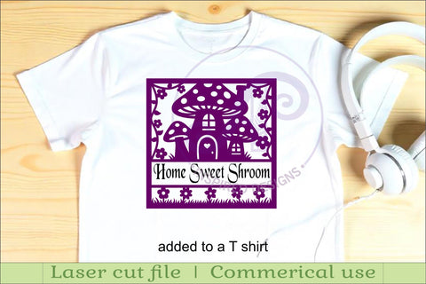 Mushroom house name sign design for laser cutting or cards SVG APInspireddesigns 