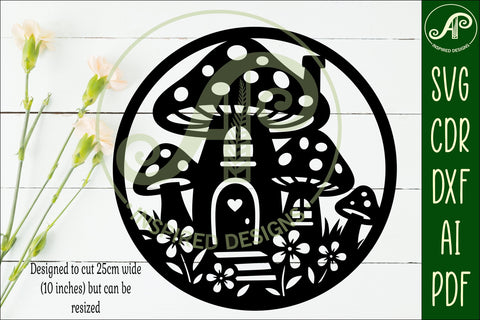 Mushroom house wall art sign template SVG APInspireddesigns 