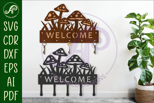 Mushroom Key holder designs SVG APInspireddesigns 