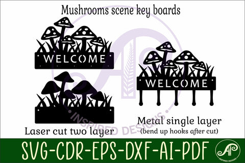 Mushroom Key holder designs SVG APInspireddesigns 