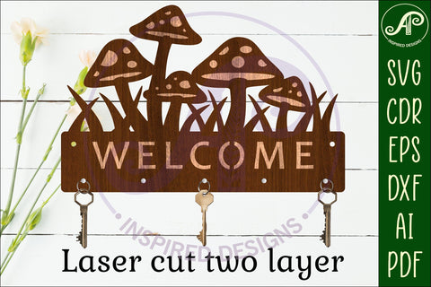 Mushroom Key holder designs SVG APInspireddesigns 