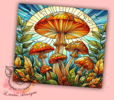Mushroom Lights Stained Glass 20oz Tumbler Png, Straight & Tapered Tumbler Png, Mushroom Glass Tumbler Png, Digital Download PNG Sublimation Lara' s Designs 