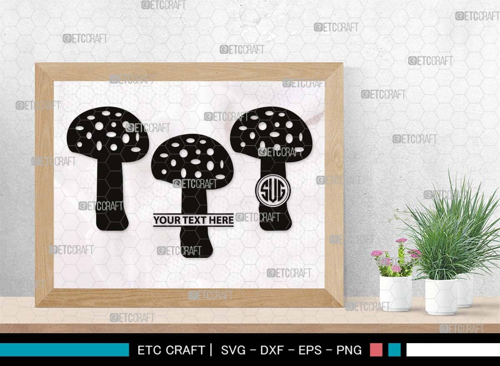 Mushroom Monogram, Mushroom Silhouette, Mushroom SVG, Fungus Svg, Fungi ...