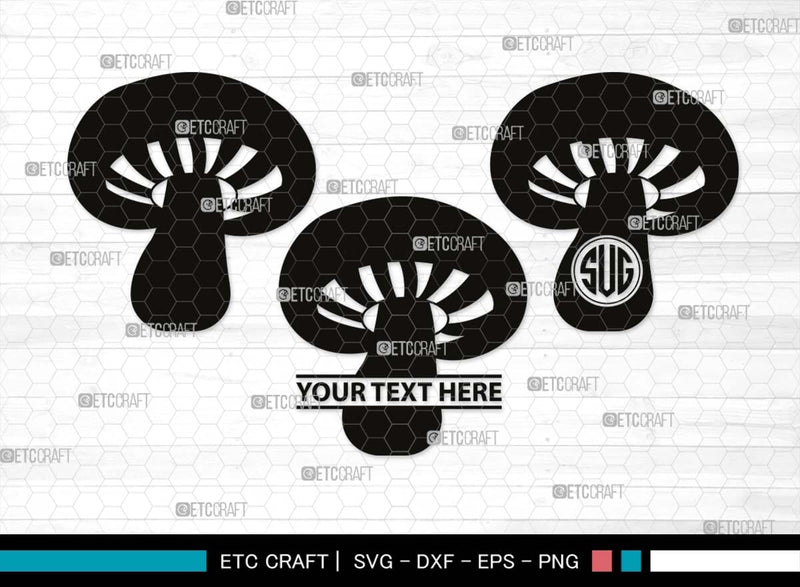 Mushroom Monogram, Mushroom Silhouette, Mushroom SVG, Fungus Svg, Fungi ...