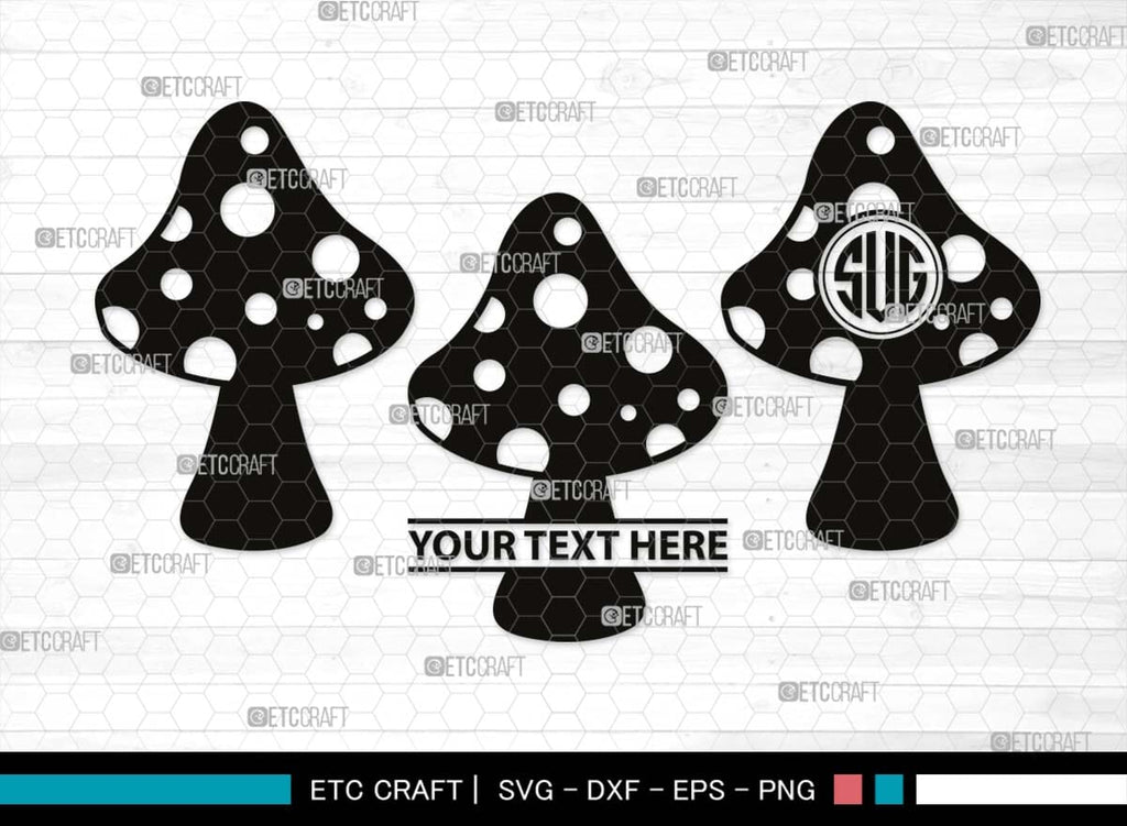 Mushroom Monogram, Mushroom Silhouette, Mushroom SVG, Fungus Svg, Fung ...