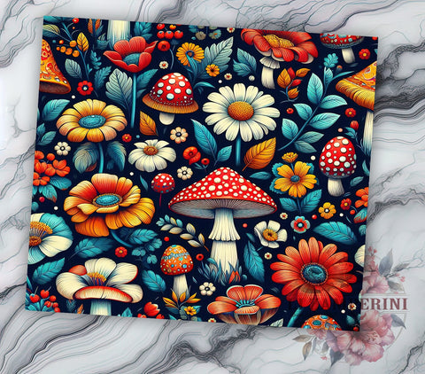 Mushroom Tumbler, Floral Drinkware, Nature Lover Gift, Sublimation PNG, 20oz Tumbler, Boho Decor, Fungi Art, Whimsical Gift Sublimation Li Zamperini 