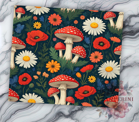 Mushroom Tumbler, Floral Drinkware, Nature Lover Gift, Sublimation PNG, 20oz Tumbler, Boho Decor, Fungi Art, Whimsical Gift Sublimation Li Zamperini 