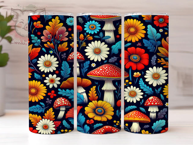 Mushroom Tumbler, Seamless Pattern Design, 20oz Tumbler Wrap, Fungi Lover Gift, Nature Sublimation, Boho Decor, Cute Mushroom Art, Digital Download Sublimation Lara' s Designs 