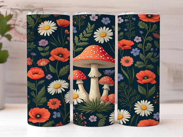 Mushroom Tumbler, Seamless Pattern Design, 20oz Tumbler Wrap, Fungi Lover Gift, Nature Sublimation, Boho Decor, Cute Mushroom Art, Digital Download Sublimation Lara' s Designs 