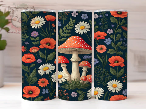 Mushroom Tumbler, Seamless Pattern Design, 20oz Tumbler Wrap, Fungi Lover Gift, Nature Sublimation, Boho Decor, Cute Mushroom Art, Digital Download Sublimation Lara' s Designs 