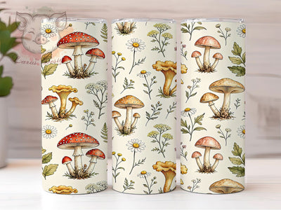 Mushroom Wildflower 20oz Tumbler, Mushroom Design, Wildflower Art, Nature Inspired, Boho Style, Whimsical Charm, 20oz Wrap, Sublimation Tumbler Sublimation Lara' s Designs 