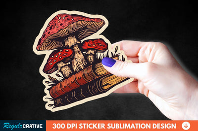 Mushroom With Book Sticker Clipart Sublimation Regulrcrative 