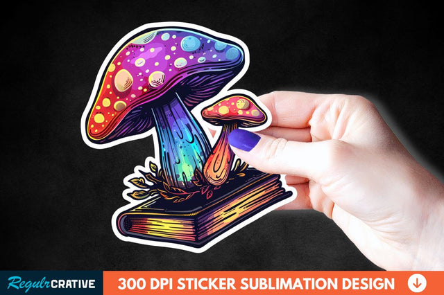 Mushroom With Book Sticker Clipart Sublimation Regulrcrative 
