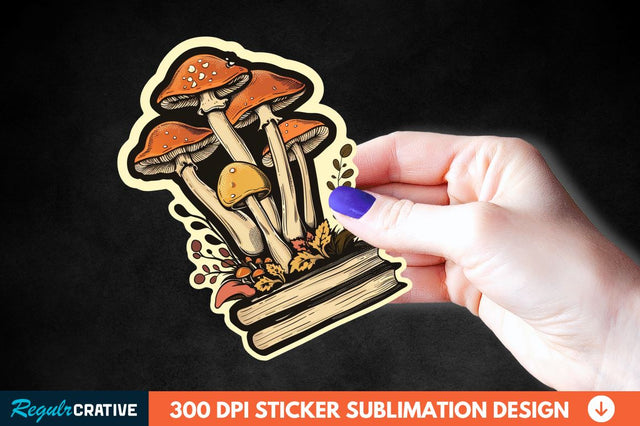 Mushroom With Book Sticker Clipart Sublimation Regulrcrative 