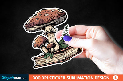 Mushroom With Book Sticker Clipart Sublimation Regulrcrative 