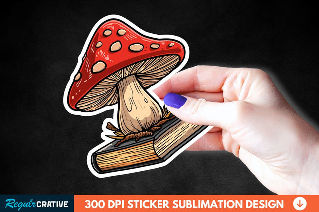 Mushroom With Book Sticker Clipart Sublimation Regulrcrative 