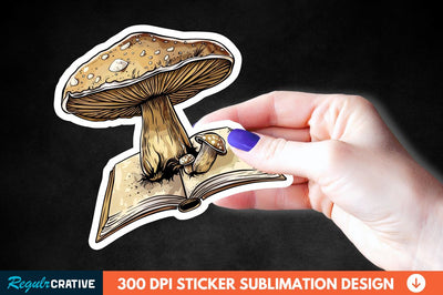 Mushroom With Book Sticker Clipart Sublimation Regulrcrative 