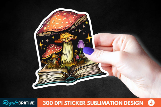 Mushroom With Book Sticker Clipart Sublimation Regulrcrative 