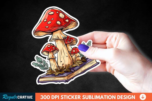 Mushroom With Book Sticker Clipart Sublimation Regulrcrative 