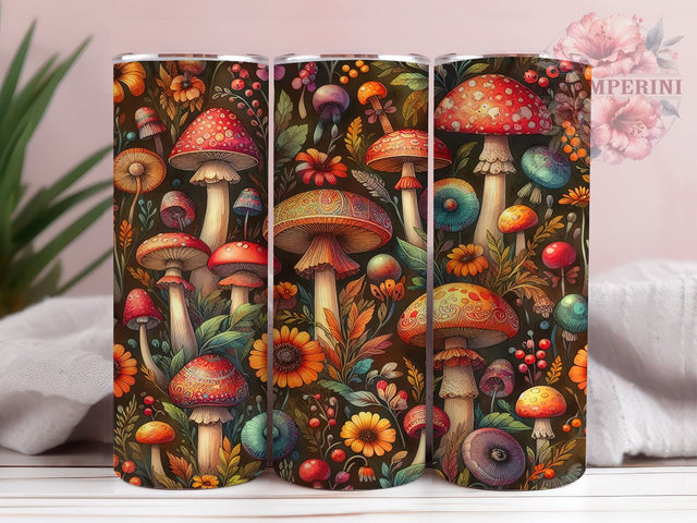 Mushrooms 20oz Tumbler Wrap PNG, Mushroom Forest Tumbler PNG Sublimation Design, Straight & Tapered Tumbler Wrap, Instant Digital Download Sublimation Li Zamperini 