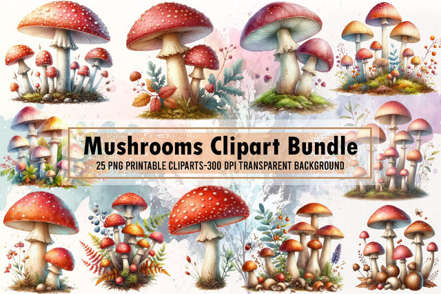 Mushrooms Clipart Bundle - Mushroom Png Sublimation designartist 