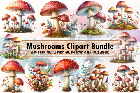 Mushrooms Clipart Bundle - Mushroom Png Sublimation designartist 