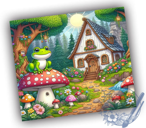 Mushrooms Frog 20oz Skinny Tumbler, Floral Animal Tumbler Png, Straight & Tapered Tumbler Wrap, Instant Digital Download Sublimation ToriDesigns 