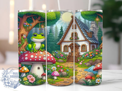 Mushrooms Frog 20oz Skinny Tumbler, Floral Animal Tumbler Png, Straight & Tapered Tumbler Wrap, Instant Digital Download Sublimation ToriDesigns 