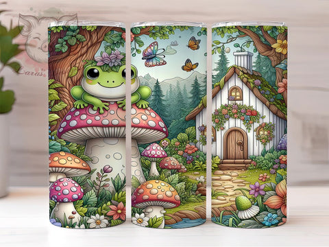 Mushrooms Frog 20oz Tumbler Png, Straight & Tapered Tumbler Png, Floral Animal Tumbler Png, Digital Download PNG Sublimation Lara' s Designs 