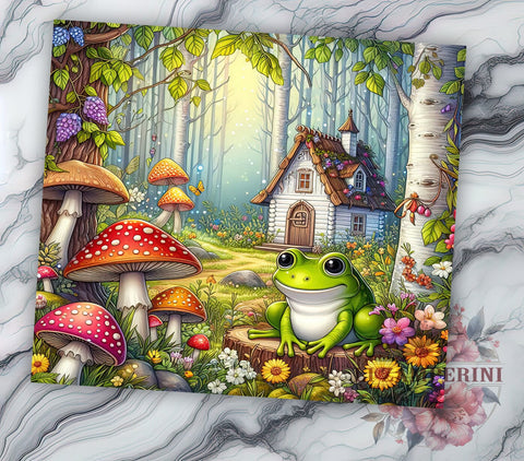 Mushrooms Frog 20oz Tumbler Wrap PNG, Floral Animal Tumbler Png, Straight & Tapered Tumbler Wrap, Instant Digital Download Sublimation Li Zamperini 