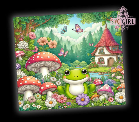 Mushrooms Frog 20oz Tumbler Wrap Sublimation Design, Straight Tapered Tumbler Wrap, Floral Animal Tumbler Png, Instant Digital Download Sublimation SvggirlplusArt 