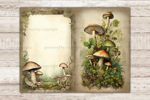 Mushrooms Junk Journal Pages | Vintage Ephemera SVG GlamArtZhanna 