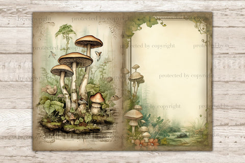 Mushrooms Junk Journal Pages | Vintage Ephemera SVG GlamArtZhanna 