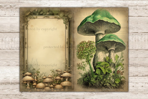 Mushrooms Junk Journal Pages | Vintage Ephemera SVG GlamArtZhanna 