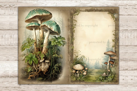 Mushrooms Junk Journal Pages | Vintage Ephemera SVG GlamArtZhanna 