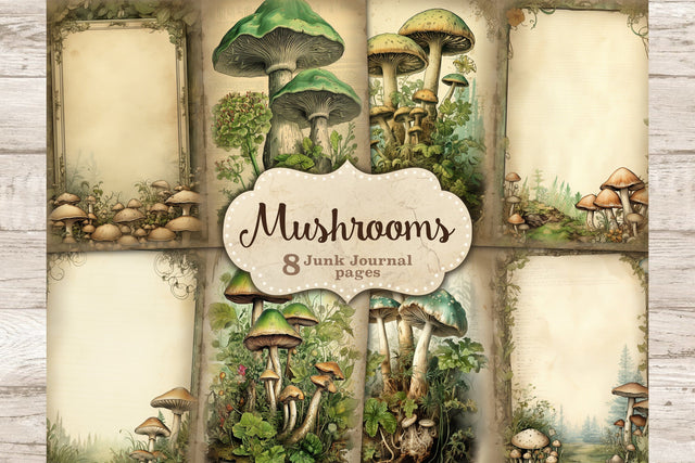 Mushrooms Junk Journal Pages | Vintage Ephemera SVG GlamArtZhanna 