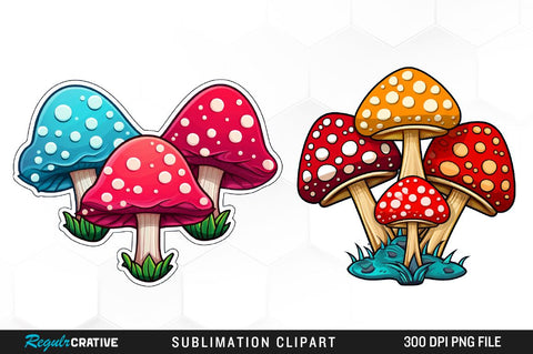 Mushrooms Watercolor Clipart Bundle Sublimation Regulrcrative 
