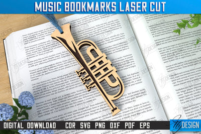 Music Bookmark Laser Cut | Laser-Engraved Bookmark | Book Lover | Book Marker | Page Holder | CNC File SVG Fly Design 