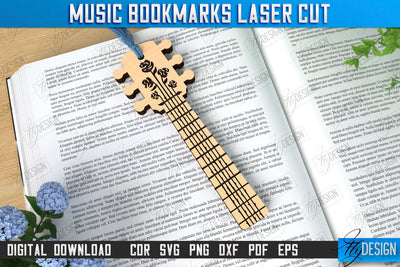 Music Bookmark Laser Cut | Laser-Engraved Bookmark | Book Lover | Book Marker | Page Holder | CNC File SVG Fly Design 