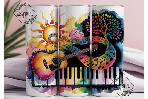 Music Brain Tree 20oz Tumbler Wrap Sublimation sassyprint 