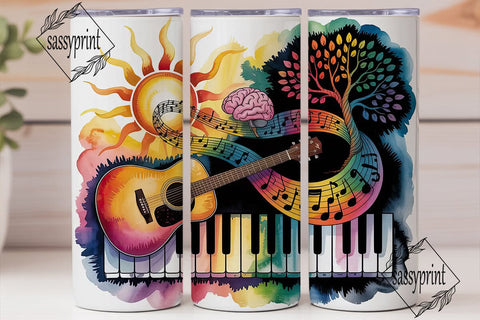 Music Brain Tree 20oz Tumbler Wrap Sublimation sassyprint 
