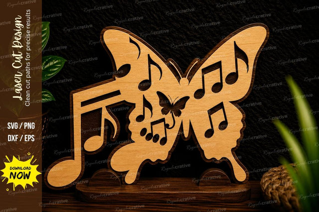 Music Butterfly Laser Cut SVG Design SVG Regulrcrative 