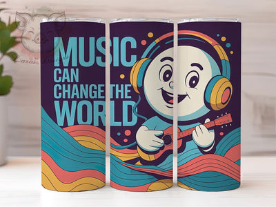 Music Changes World 20oz Tumbler, Inspirational Music Quote, Music Can Change the World Wrap, Musical Sublimation Design, 20oz Tumbler Wrap, Sublimation Design PNG, Music Gift Sublimation Lara' s Designs 