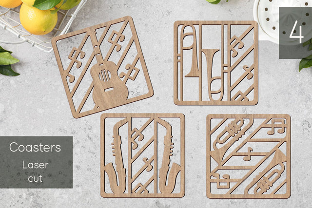 Music Coasters set svg laser cut SVG AnastasiyaArtDesign 