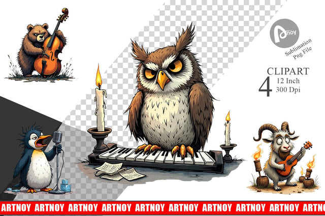 Music Critters Clipart Sublimation artnoy 