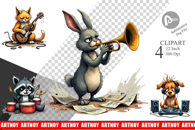 Music Critters Clipart Sublimation artnoy 