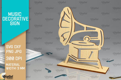 Music Decorative Sign Laser Cut. Music Sign SVG Design SVG Evgenyia Guschina 