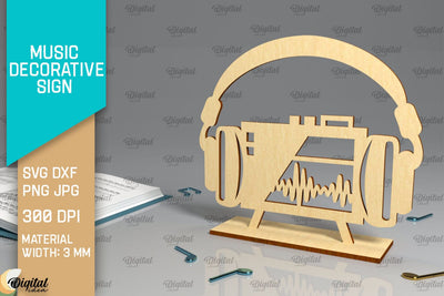 Music Decorative Sign Laser Cut. Music Sign SVG Design SVG Evgenyia Guschina 