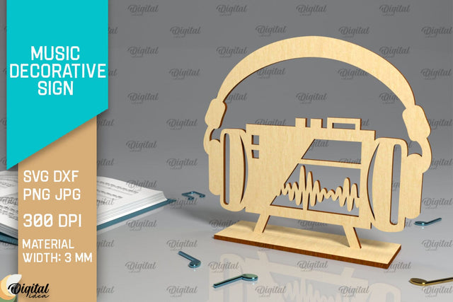 Music Decorative Sign Laser Cut. Music Sign SVG Design SVG Evgenyia Guschina 