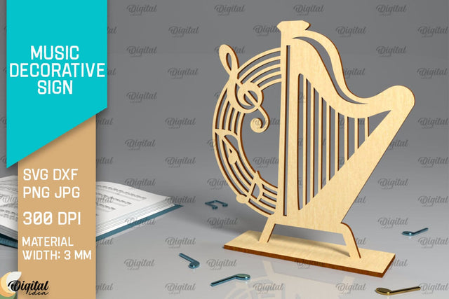 Music Decorative Sign Laser Cut. Music Sign SVG Design SVG Evgenyia Guschina 
